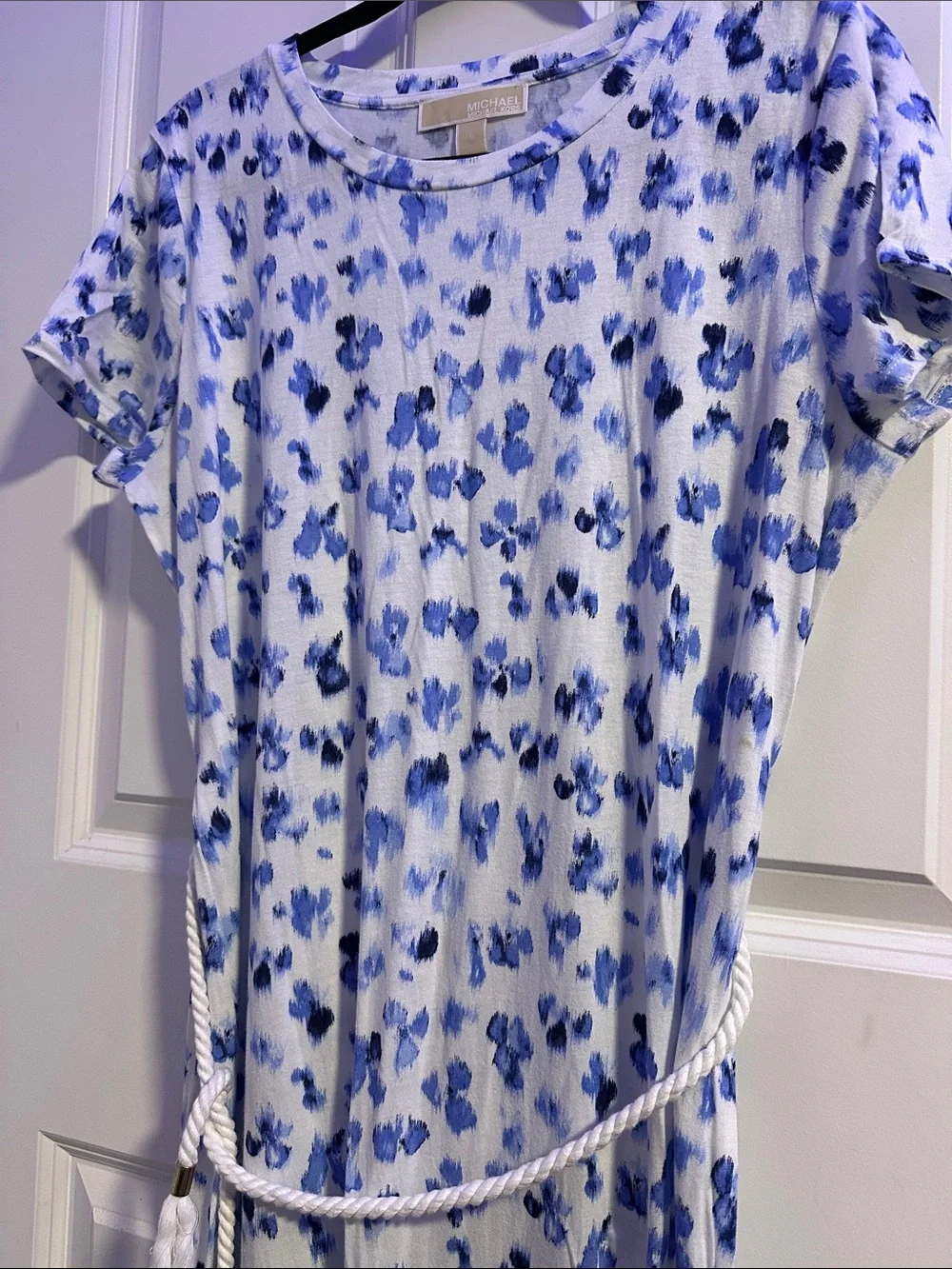 Michael Kors Blue Floral Maxi Dress with Tie Waist
